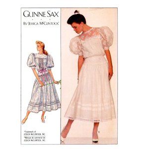 Vintage Gunne Sax Jessica McClintock Simplicity  Dress Sewing Pattern Size 8